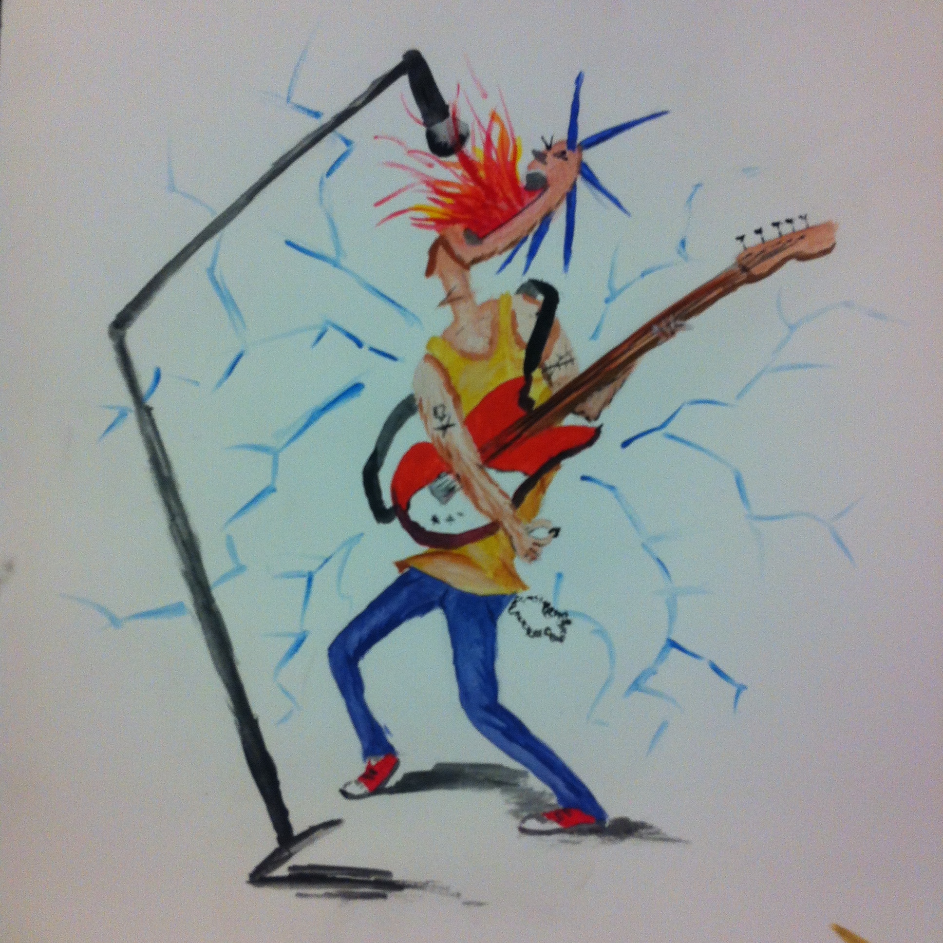 painting of guy playing guitar