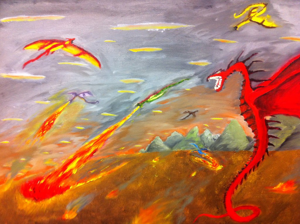 dragons burning field